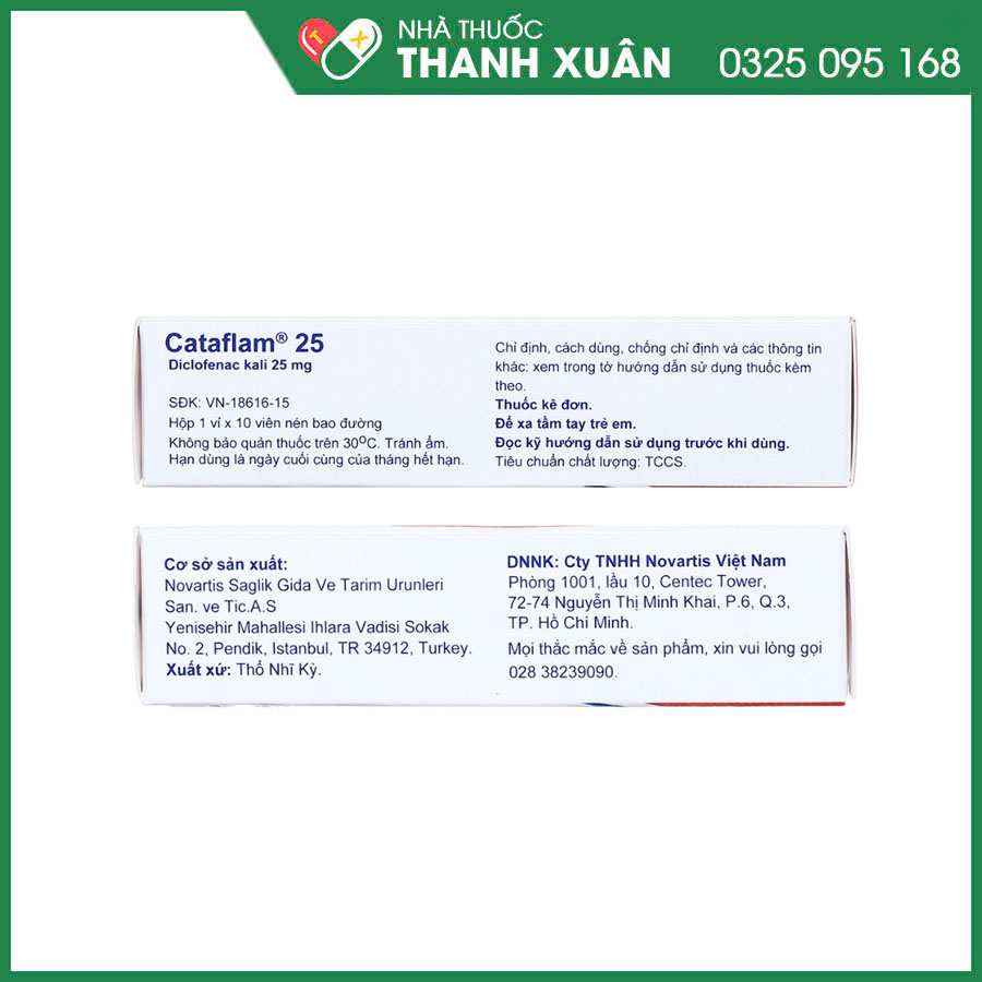 Cataflam 25 thuốc giảm đau, chống viêm, điều trị ngắn hạn các cơn đau